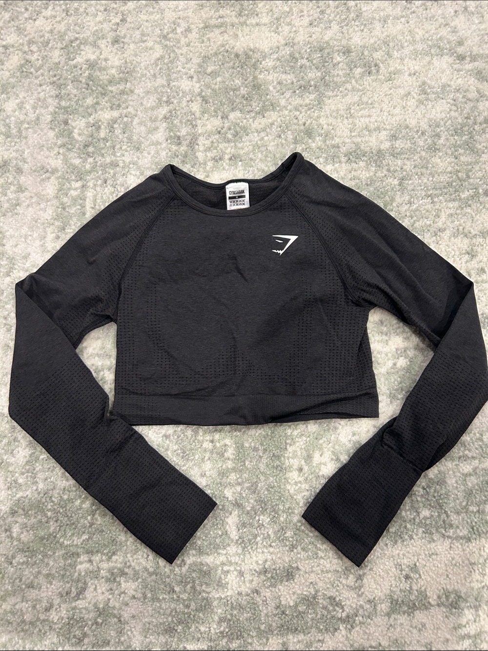 Gymshark Black Long-Sleeve Cropped Seamless Top
